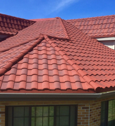 A 360° visual of an amazing residential home with vivid red roofing tiles gives an inviting look